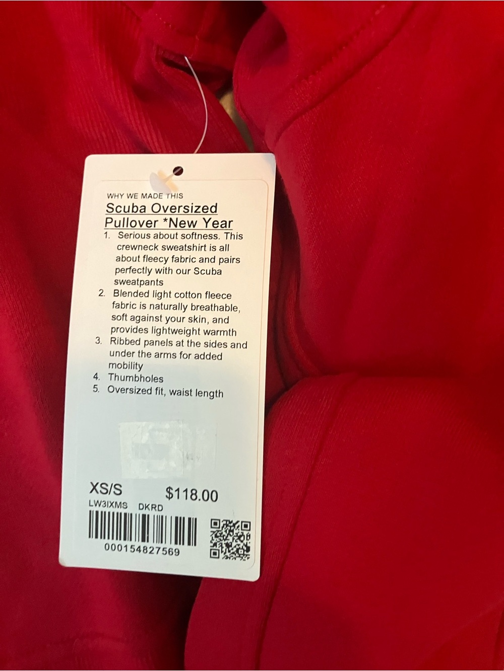 NWT Lululemon Scuba Oversized Pullover *New Year, XS/S, Dark Red/Gold - Picture 3 of 4